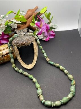 Real DK turquoise beaded necklace 925 D2
